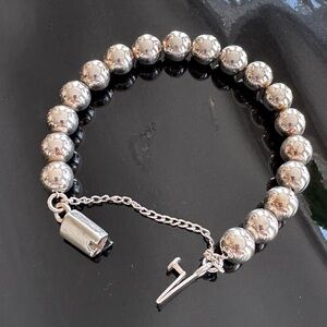 Silpada Sterling Silver Bead Bracelet with Box Clasp and Safety Chain B0471